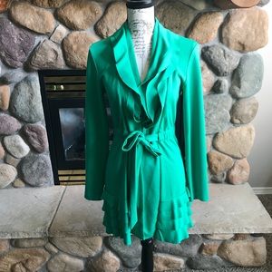 Elegant Green Ruffled Blazer